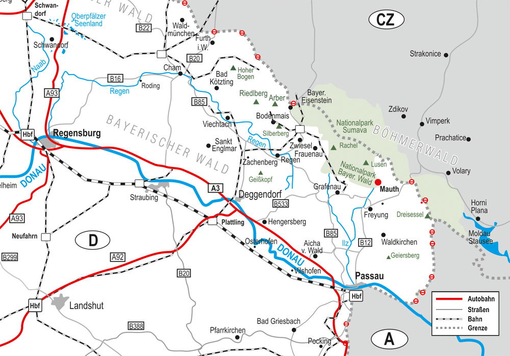 Karte Bayerischer Wald Karte Bayerischer Wald